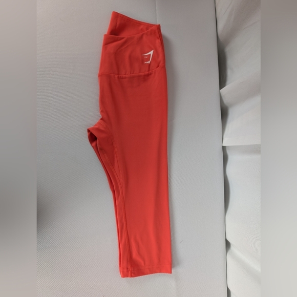 Gymshark Cropped Athletic Training Workout Pants Leggings Orange Medium - Picture 3 of 8